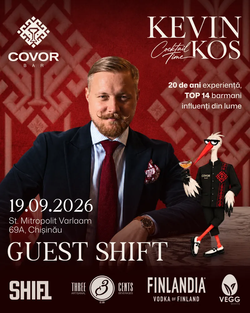 Afiș: Kevin Kos — guest shift la COVOR BAR, 19 septembrie 2026